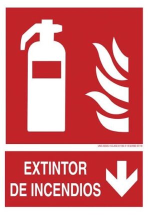Señal Fluorescente 297x210 Mm Extintor Incendios Abajo